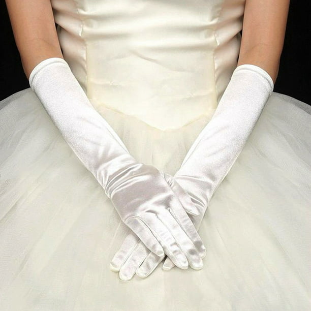 Womens Satin Long Gloves Opera Wedding Bridal Evening Party Prom Costume Gloves 